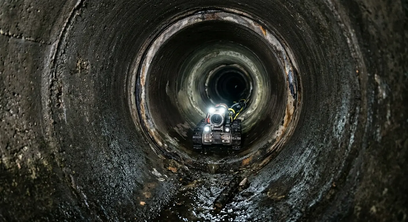 Robotic sewer camera inspecting pipe interior for Drain Snake Service in Mount Pleasant